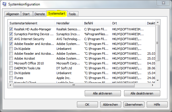 Windows Systemkonfiguration